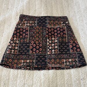 Hollister Dark Navy and Pink Patterned Mini Skirt